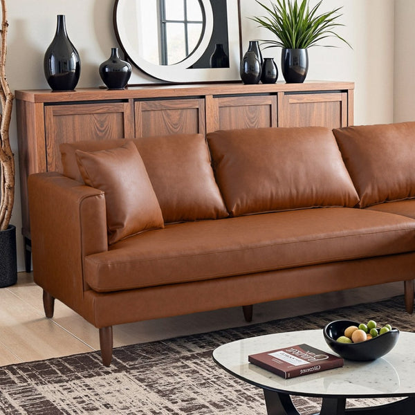 English Elm Blake Mid-century L-shaped Vegan Leather Sectional for Spacious Living Rooms B183S00196