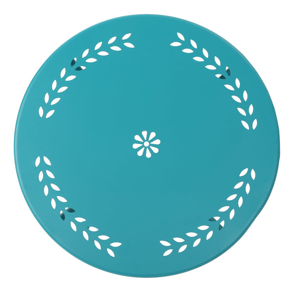 English Elm Christopher Knight Home® - LOURDES 3 PC KD METAL SET Bistro Patio 3-Piece Cast Iron Table & 2 Stackable Cafe Chairs, Weatherproof Elegance Teal 56559.00MCT