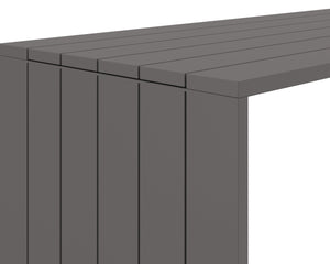 Sunpan Verin Modern Bar Table - Stylish Powder Coated Aluminum for Outdoor Spaces with Waterfall Edge Design Warm Grey