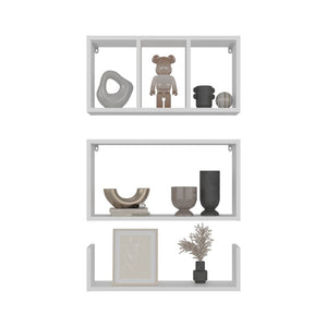 English Elm Dennard Floating Wall Shelf Set Three Piece White Melamine Display for Living Room B097P407595