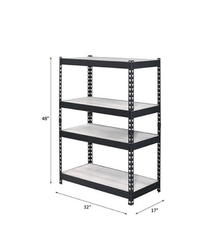 English Elm Decmus Industrial 4-Tier Bookshelf in Black & Natural – Sturdy Metal Frame, Adjustable MDF Shelves, KD assembly B2726P282407