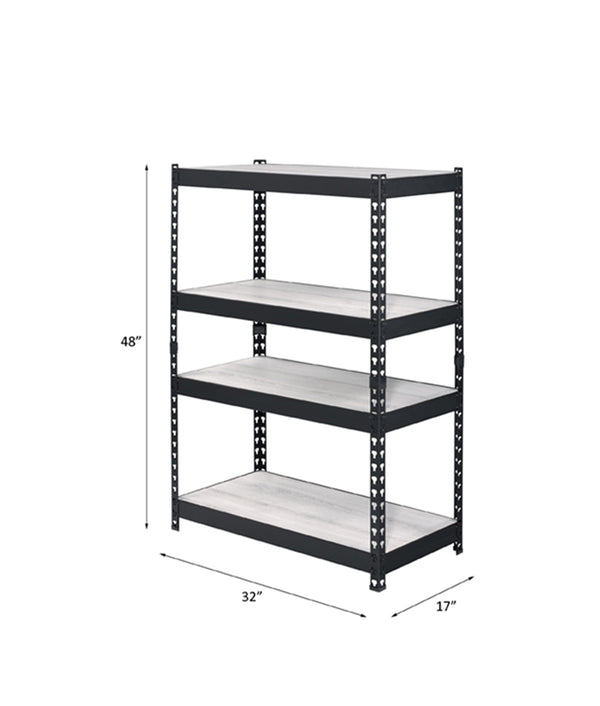 English Elm Decmus Industrial 4-Tier Bookshelf in Black & Natural – Sturdy Metal Frame, Adjustable MDF Shelves, KD assembly B2726P282407