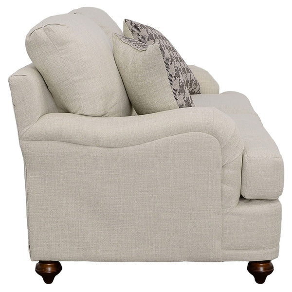 English Elm Brewster Farmhouse Loveseat with English Arms Espresso Legs and Neutral Grey Fabric B062P441336