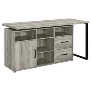 English Elm Corrado Grey Driftwood L-Shape Office Desk with Storage Drawers Shelves Coastal Rustic Charm Delight B062P333429