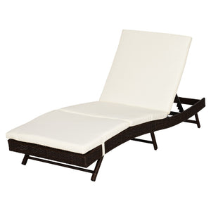 English Elm Patio Chaise Lounge Handwoven Pe Rattan Pool Chair with Five Position Recline T3971P384532