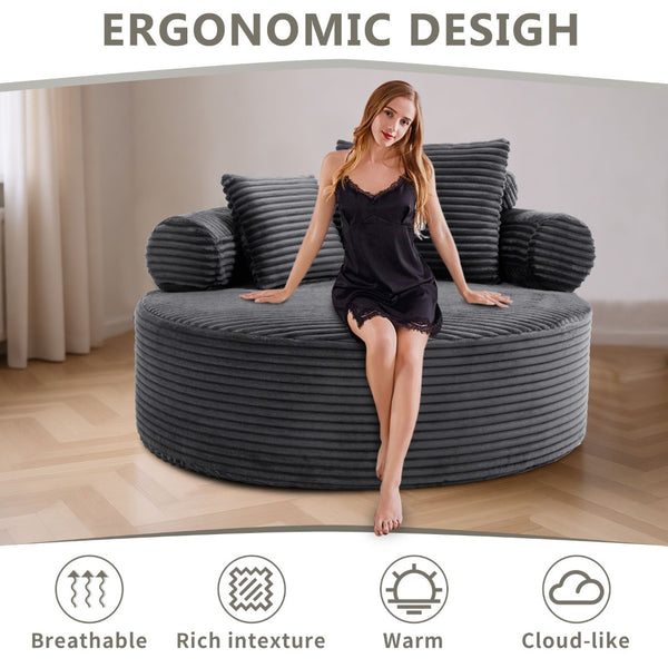 English Elm Round Sectional Sleeper Sofa Memory Foam Cloud Couch for Contemporary Living Spaces W3224P444274