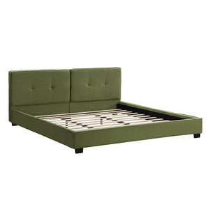 English Elm Christopher Knight Home® - King Size Velvet Bed Frame - Luxurious Olive Green Upholstered Platform Bed With Curved Headboard N757P235227A