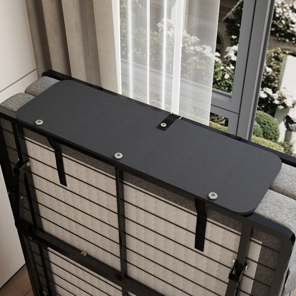 English Elm Metal Folding Bed Frame with 4" High-Density Foam Mattress, 300 lb Capacity, Compact 14" Foldable Rollaway with Wheels for Guests W1960P381470