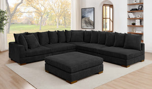 English Elm Large Corduroy Modular Sectional Sofa Sleeper with Ribbed Texture for Open Living Black B2748S00013