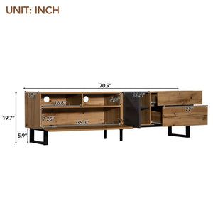 English Elm Modern TV Stand 42" Console for Large TVs, Sturdy 110lb Capacity, Double Storage & Drop Door Design Wood WF303474AAQ