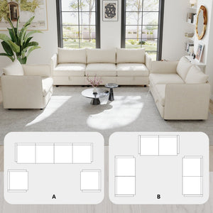 English Elm Modular Sectional Sofa Set with Hidden Storage Pocket Spring Living Room Couch Beige W680S00134
