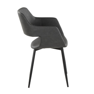 English Elm Margarite Contemporary Dining Accent Chair Set of 2 with Faux Leather Upholstery and Black Metal Legs Grey B202S01279