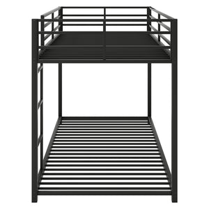 English Elm Twin Over Twin Metal Bunk Bed Low Profile with Full Guardrail Ladder Quiet Steel Frame Sturdy Support Black MF285535AAB
