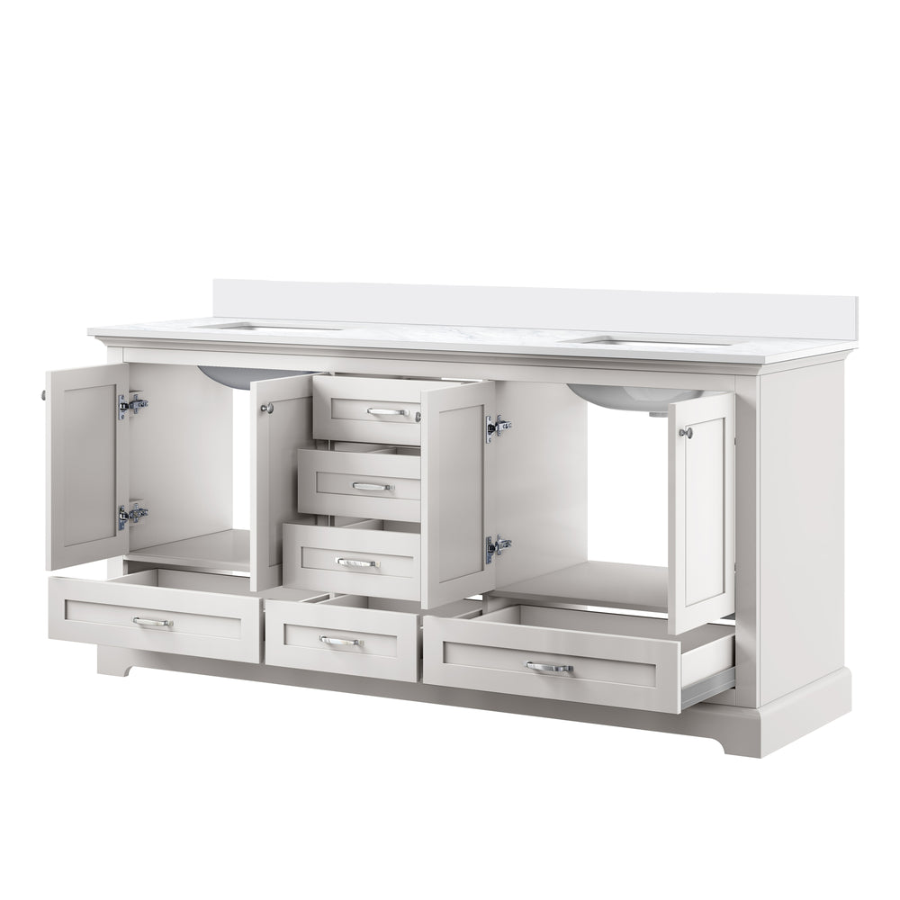 English Elm White 72" Double Bath Vanity with Cultured Marble Top, Solid Wood Frame, Soft-Close Drawers, Storage B2731P258392