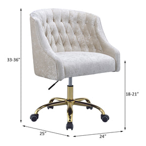 English Elm Levian Cream Velvet Office Chair with Gold Base, 360° Swivel, Adjustable Height, Tufted Comfort B2726P266289
