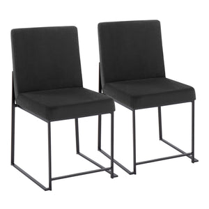 English Elm High Back Contemporary Dining Chair Set Of 2 - Plush Black Velvet & Steel Frame For Modern Elegance B202P223551