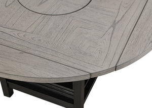 English Elm 1pc Farmhouse Contemporary Counter Height Table with Turntable, Drop Leaves, Built-In Shelves, 46"-60" natural grain black-gray finish B2741S00314
