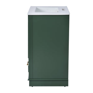 English Elm 24'' Bathroom Vanity with Ceramic Sink Combo Modern Freestanding MDF Cabinet with Soft-Close Doors and Sleek Silver Handles for Spacious Organized Bathroom Storage Green N710P194893F