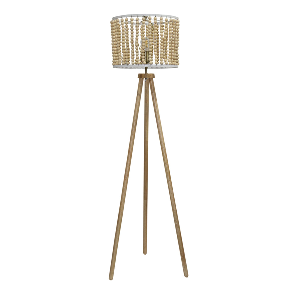 English Elm Ashcroft Furniture - Reading Brillo Three Legged Floor Lamp Brown Wood - Slim Plug-In Reading Light for Bed, Chair, Study (96) B183P315097