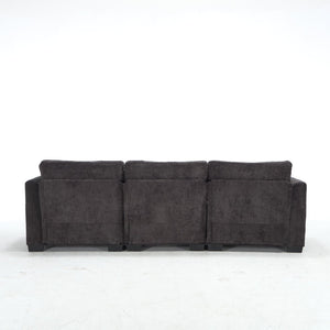 English Elm Modern Chenille L-shaped Sectional with Usb Charging Ottoman Storage Living Room Couch Black W2120S00014