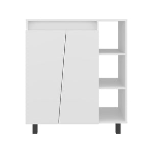 English Elm Cesna White Kitchen Sideboard with Appliance Top Open Shelves and Enclosed Cabinet B200P474234