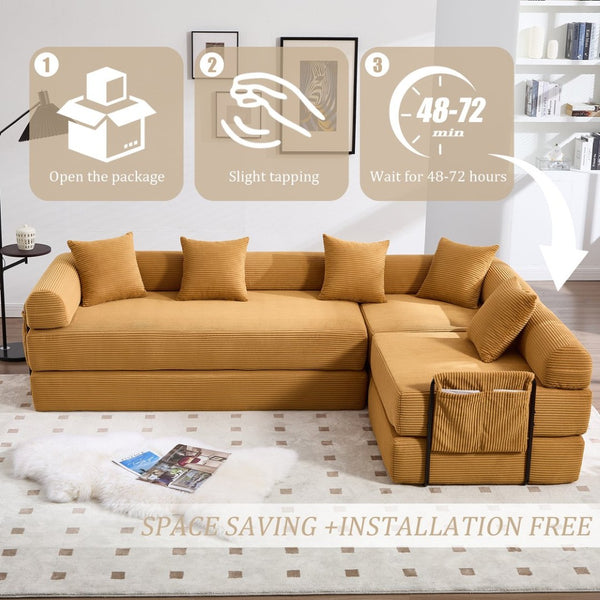 English Elm United We Win Convertible Folding Sofa Bed – Cozy Corduroy Memory Foam Couch For Small Spaces! W1568S00251-GIGA