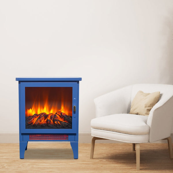 English Elm 18 Inch Freestanding Electric Fireplace Stove with 3d Led Flame and Matte Black Finish W1769P345280