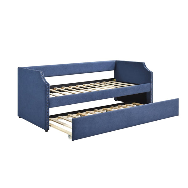 English Elm Modern Upholstered Daybed with Pull Out Trundle Nailhead Trim Twin Guest Room Piece Blue B011P256299