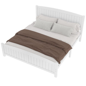 English Elm King Solid Wood Platform Bed with Slatted Support, Modern White Finish, No Box Spring Needed, Sturdy Design Light White W1580P374314
