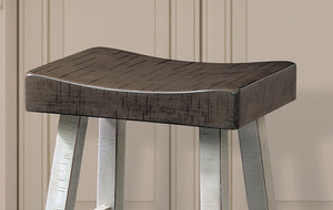 English Elm Traditional 24-inch Solid Wood Stool Set of 2 with Contour Seat, Transitional Dining Accent Seating Pair White+gray 40 L x 20 W x 10 H B2741P338652