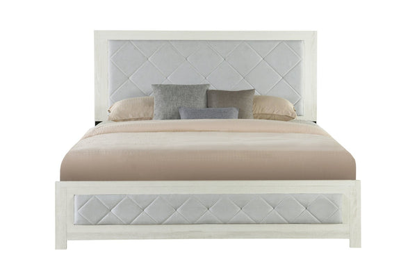 English Elm Jehoram Eastern King Bed Linen Upholstered Lozenge Tufted Headboard Neutral Bedroom B2726S00532