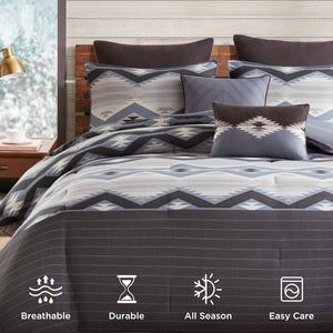 English Elm 8-piece Queen Comforter Set Geometric Lodge Style Polyester Fill Bedroom Bedding B035P472705