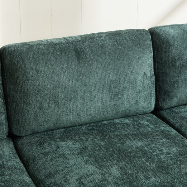 English Elm Modern Chenille L-shaped Sectional with Usb Charging Ottoman Storage Living Room Couch Green W2120S00017