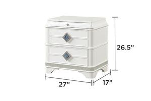 English Elm Laguna Modern 5-Piece King Upholstered Bedroom Set With Led Lighting & Crystal Accents In White B009S02093