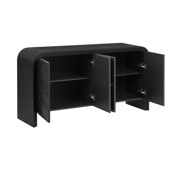 English Elm U_Style Luxury Multi-Functional Sideboard With Woven Wood Slat Doors & Adjustable Shelving For Any Space N711P269061B-GIGA