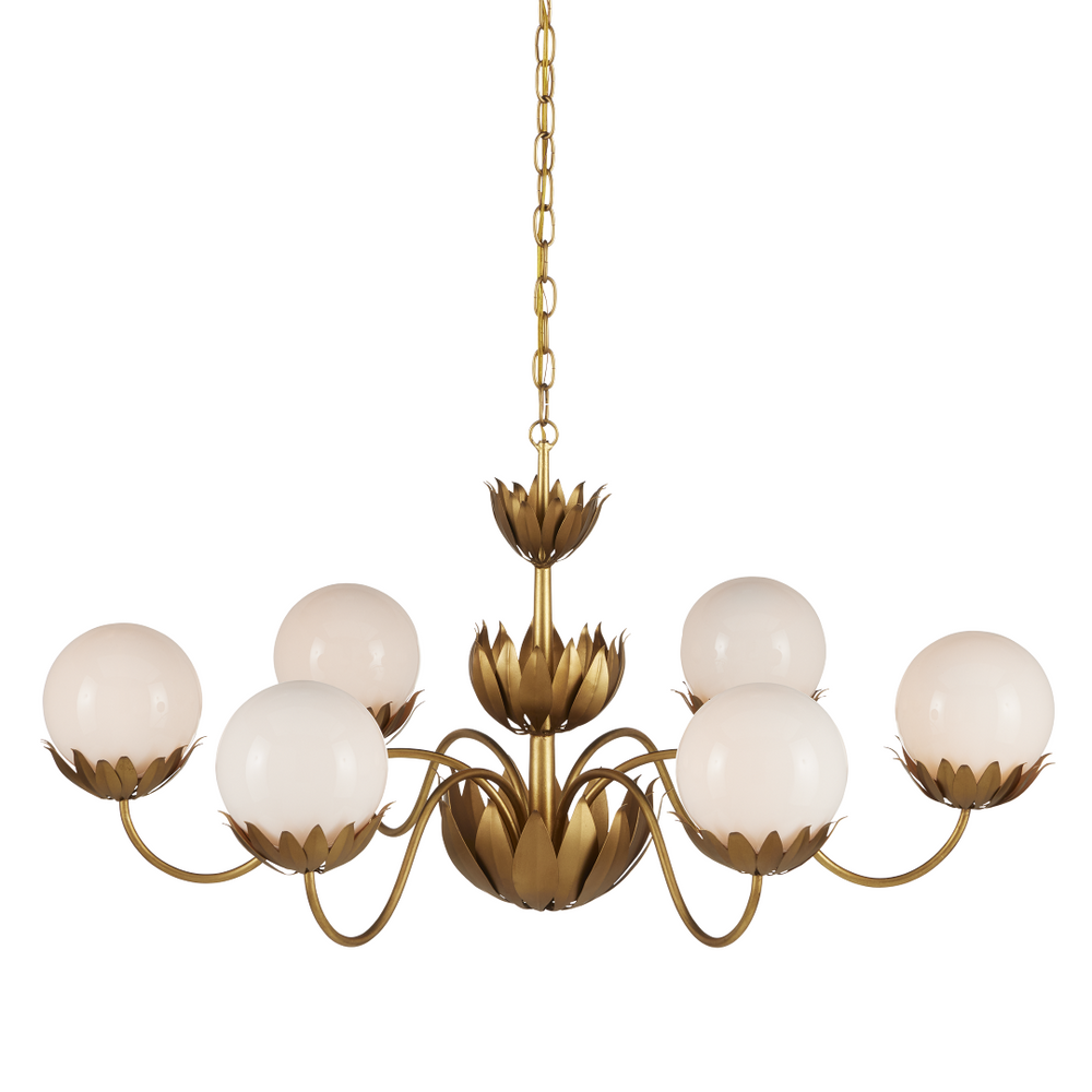 Mirasole Gold Chandelier - Elegant Vintage Design with Adjustable Height & Stunning Glass Globes