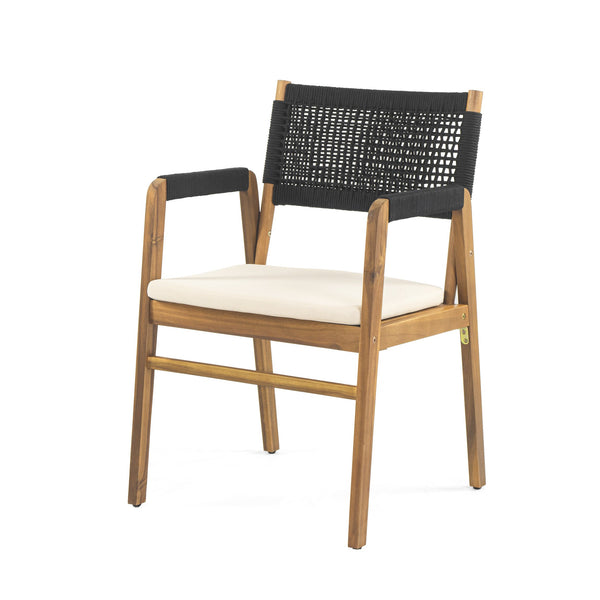 English Elm Christopher Knight Home® - Outdoor 7-Piece Acacia Wood Dining Set With Stylish Rattan Legs & Comfortable Cushions For Patios N773OD00046B