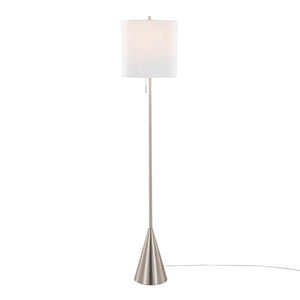 English Elm 64" Brushed Nickel Slim Floor Lamp with Linen Drum Shade for Modern Living Spaces B202P224210