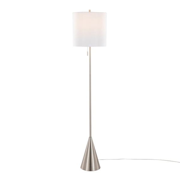 English Elm 64" Brushed Nickel Slim Floor Lamp with Linen Drum Shade for Modern Living Spaces B202P224210