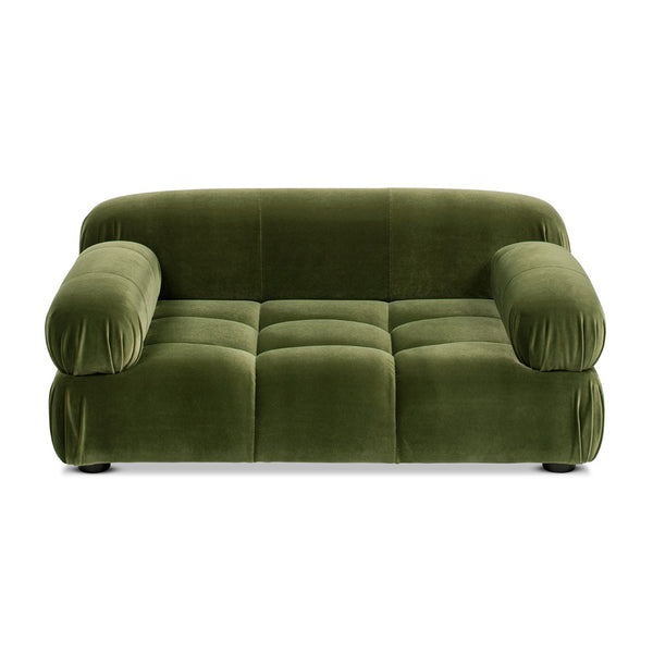 English Elm Marcel Tufted Velvet Pet Sofa Bed Bolstered Arms Stylish Small Medium Dogs Cats Olive Green B2719P448986