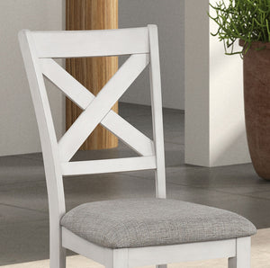 English Elm Modern Rustic White Oak 2pc Side Chairs — Farmhouse Cross-Back Cushioned Dining Seats, 18.5" HT B2741P323128