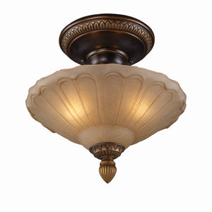 Restoration 12'' Wide 3-Light Semi Flush Mount - Antique Golden Bronze 08092-AGB Elk Lighting