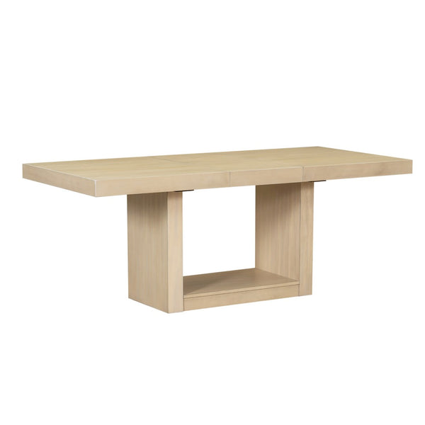 English Elm Topmax Extendable Acacia Wood Pedestal Dining Set with Bench and Upholstered Chairs N717S000054A
