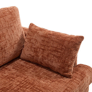 English Elm Modern chenille 2-seater sofa with LED lighting, USB charging, storage pocket, sturdy wood legs Orange W395P318543