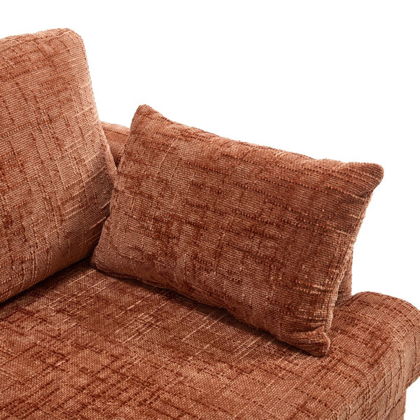 English Elm Modern chenille 2-seater sofa with LED lighting, USB charging, storage pocket, sturdy wood legs Orange W395P318543