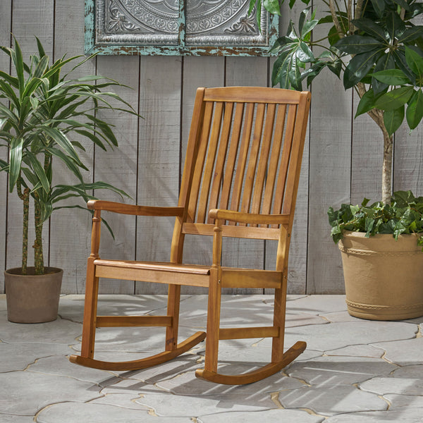 English Elm Christopher Knight Home® - Acacia Outdoor Porch Rocking Chair – Durable Acacia Hardwood, Rustic Slat Design, Smooth Rocking Motion Teak 65490.00