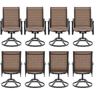 English Elm Outdoor Swivel Patio Dining Chairs Textilene Woven Set for Backyard Entertaining T3623P433697