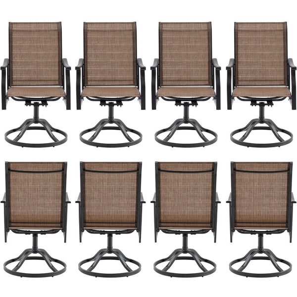 English Elm Outdoor Swivel Patio Dining Chairs Textilene Woven Set for Backyard Entertaining T3623P433697
