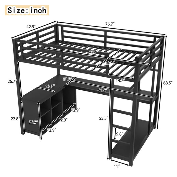 English Elm Twin House Bunk Bed with Slide Storage Stairs and Safety Rails for Kids Rooms W1580S00369