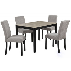 English Elm Black/Natural Modern 5Pc Dining Set – 48" Natural Wood Table with 4 Gray Fabric Upholstered Chairs, Sleek Black Legs & Easy Assembly B011S01866